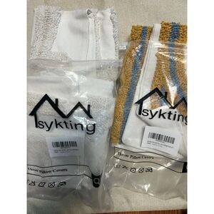 Sykting White Yellow Throw Pillow Covers Soft Modern Farmhouse Throw New 3